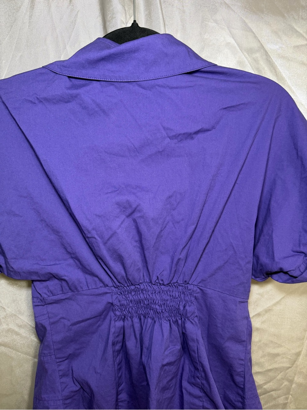 XOXO Women’s Medium Purple Ruffle Button Front Short Sleeve Blouse Y2K Career - Picture 6 of 6